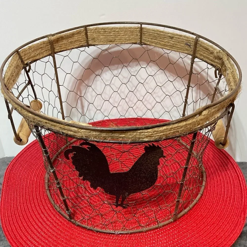 Rooster Wire Decorative Basket